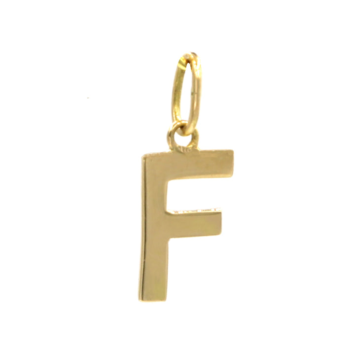 18K Initial Letter F Yellow Gold Pendant