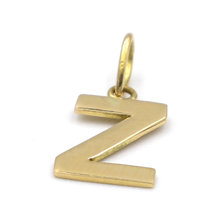 18K Initial Letter Z Yellow Gold Pendant