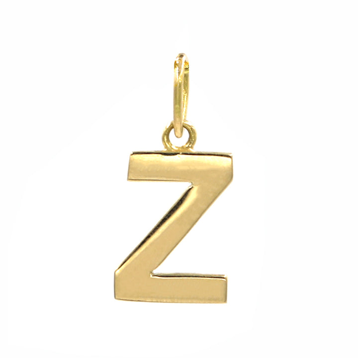 18K Initial Letter Z Yellow Gold Pendant