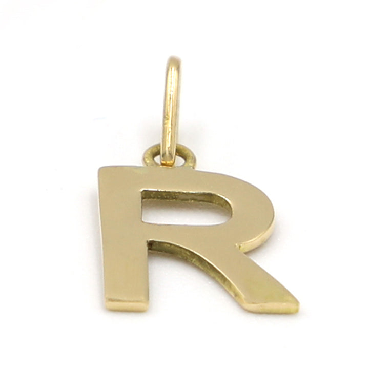 18K Initial Letter R Yellow Gold Pendant