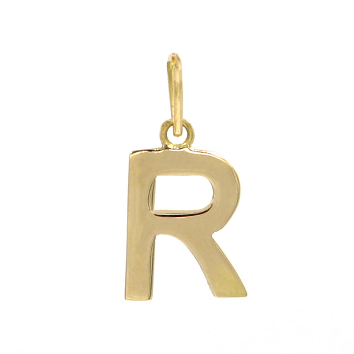 18K Initial Letter R Yellow Gold Pendant