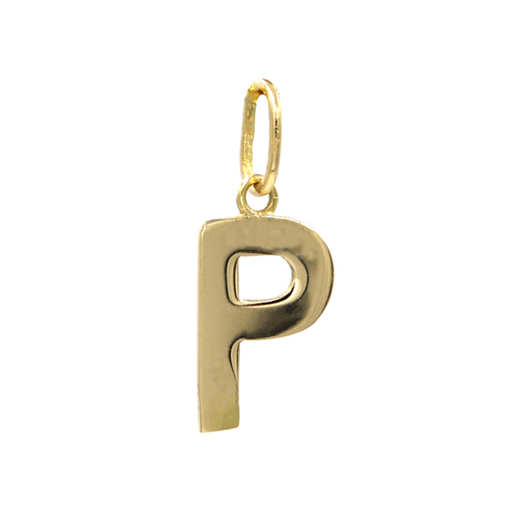 18K Initial Letter P Yellow Gold Pendant