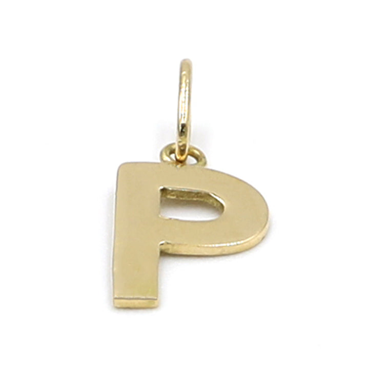 18K Initial Letter P Yellow Gold Pendant