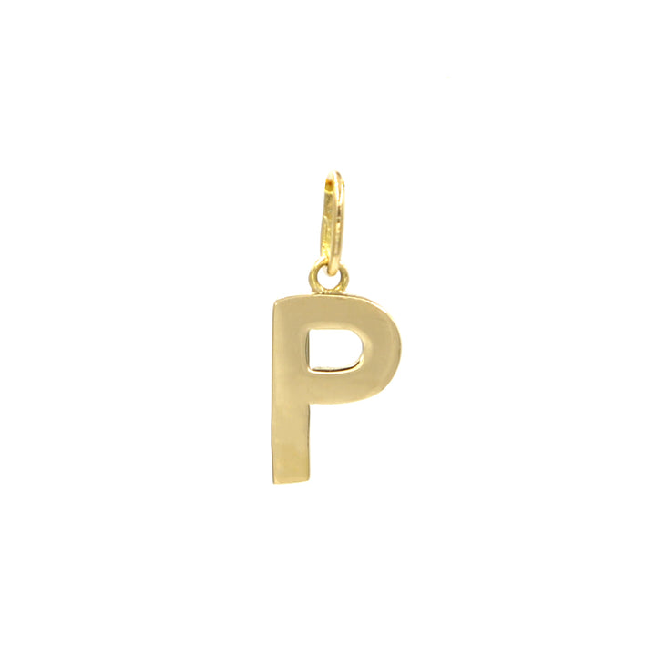 18K Initial Letter P Yellow Gold Pendant