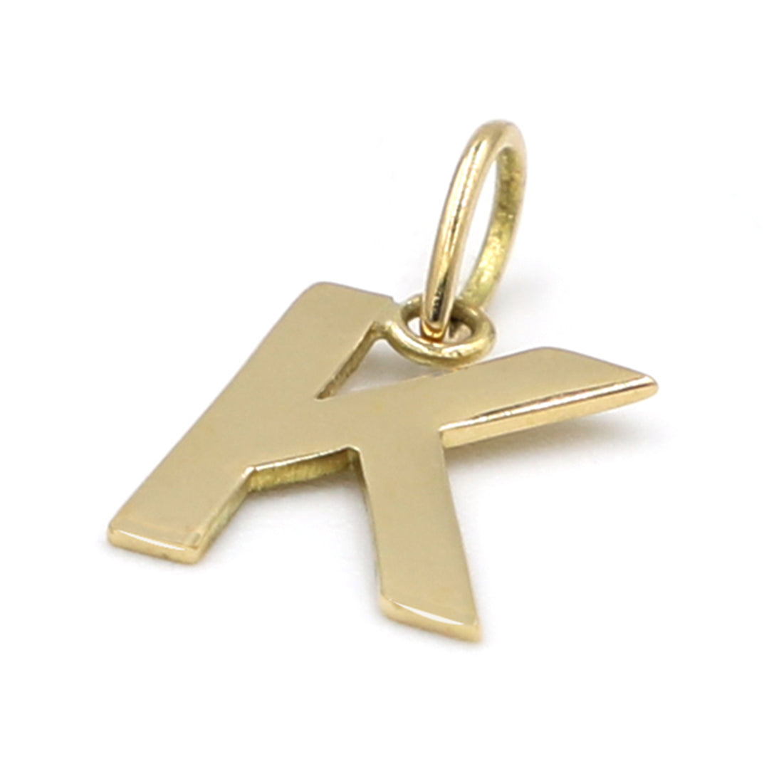 18K Initial Letter K Yellow Gold Pendant