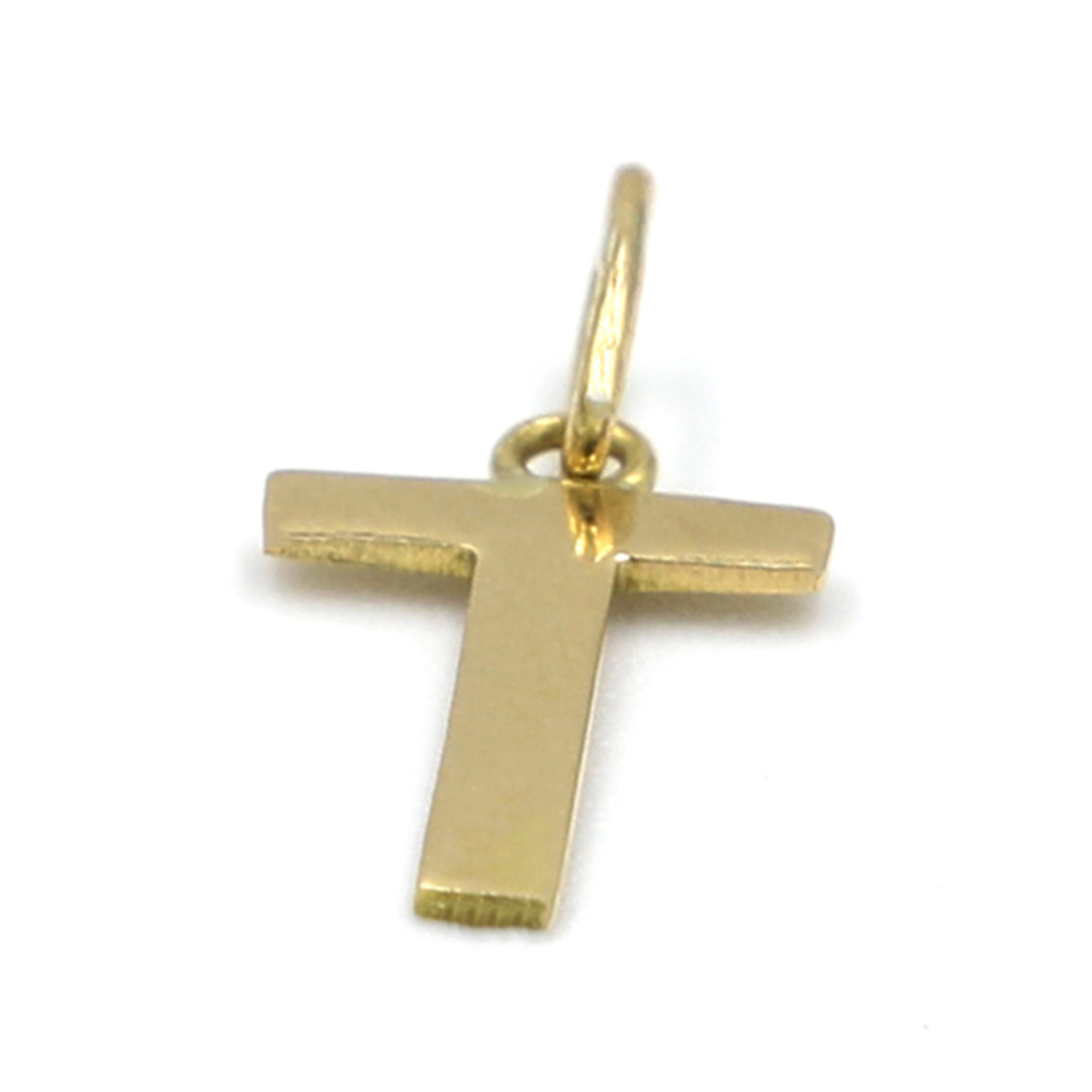 18K Initial Letter T Yellow Gold Pendant