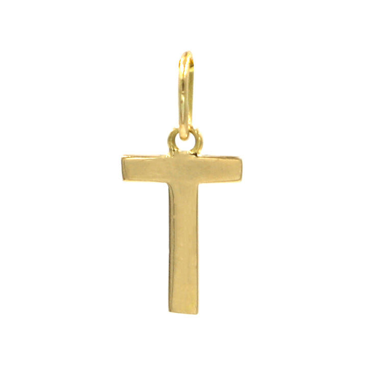 18K Initial Letter T Yellow Gold Pendant