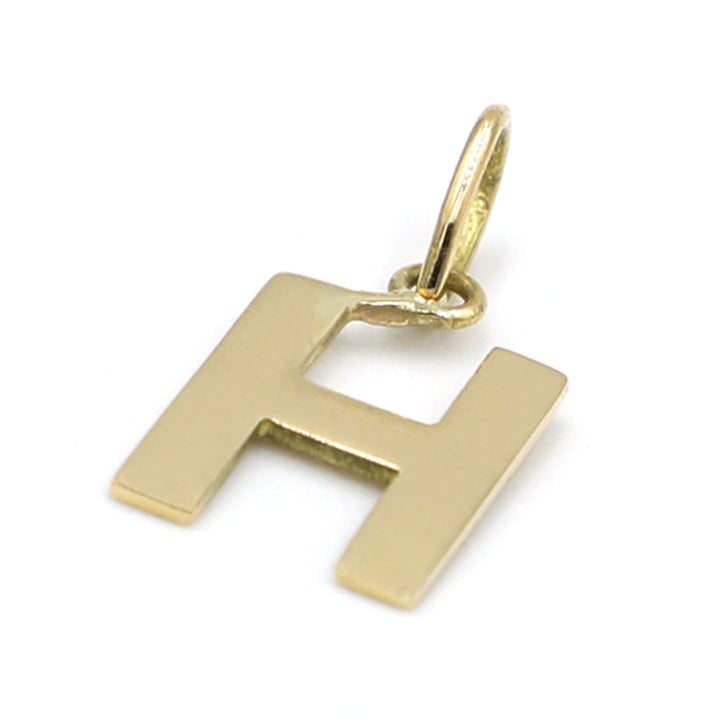 18K Initial Letter H Yellow Gold Pendant