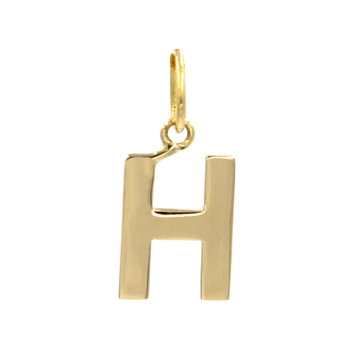 18K Initial Letter H Yellow Gold Pendant