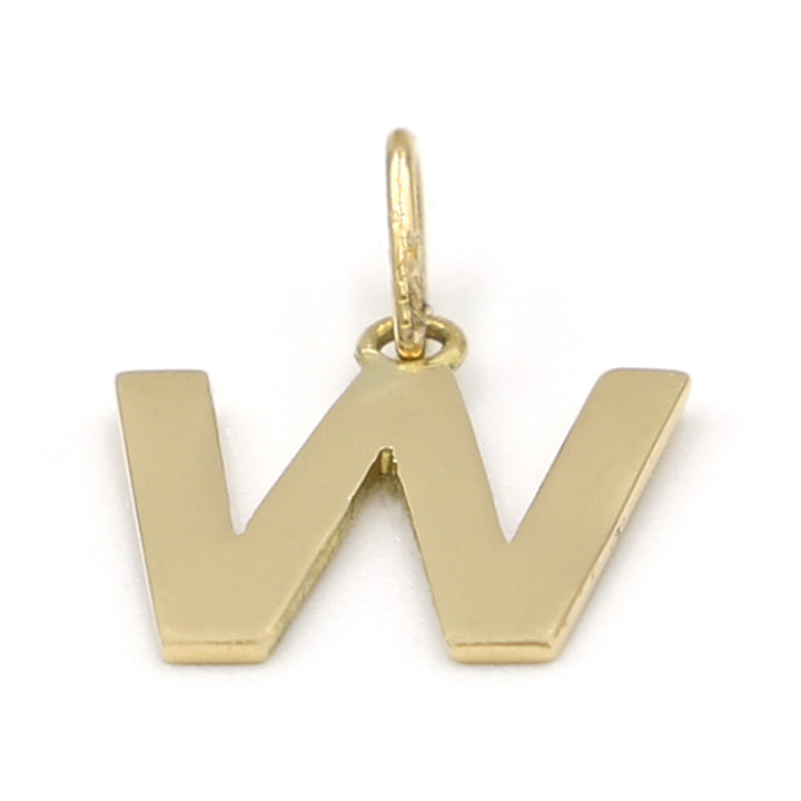 18K Initial Letter W Yellow Gold Pendant