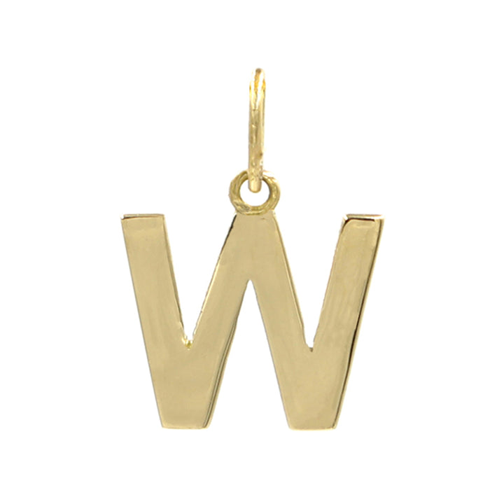 18K Initial Letter W Yellow Gold Pendant