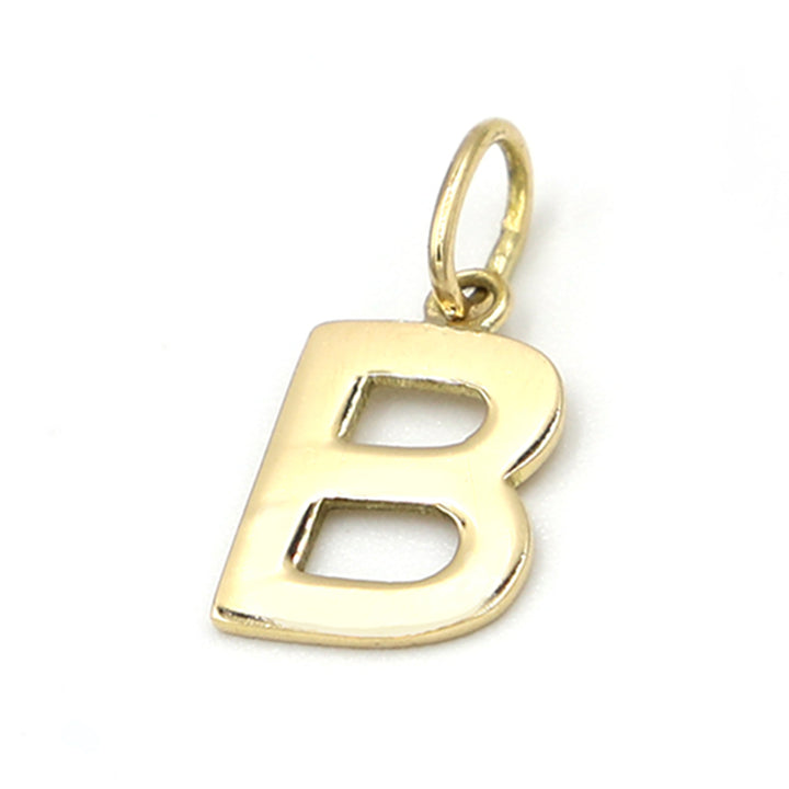 18K Initial Letter B Yellow Gold Pendant