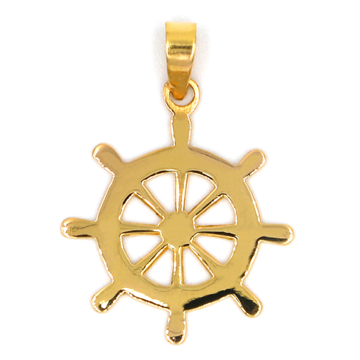 22K Hand Made Dharma Wheel Pendant