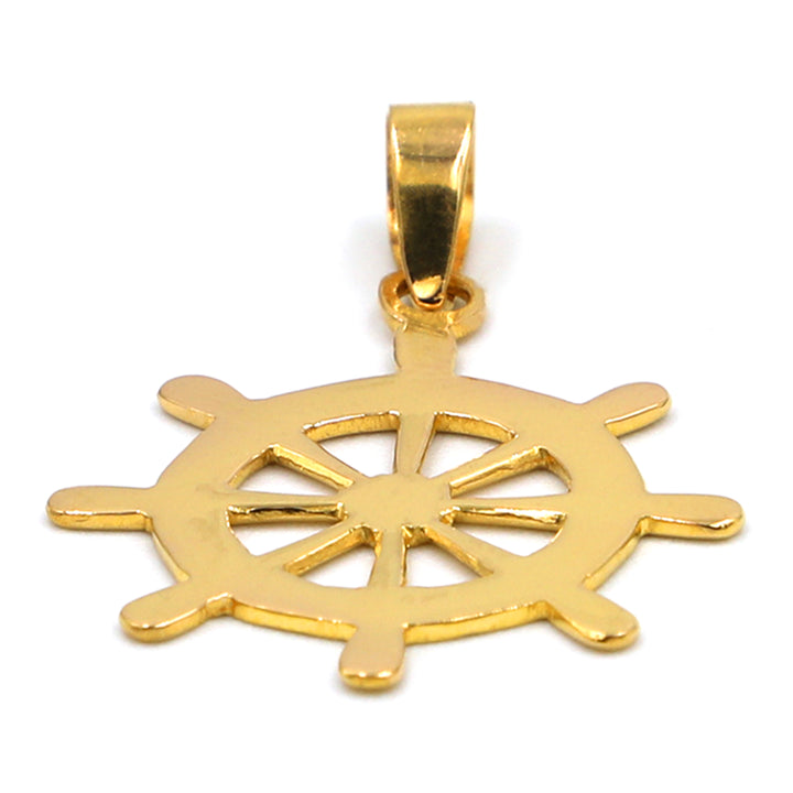 22K Hand Made Dharma Wheel Pendant