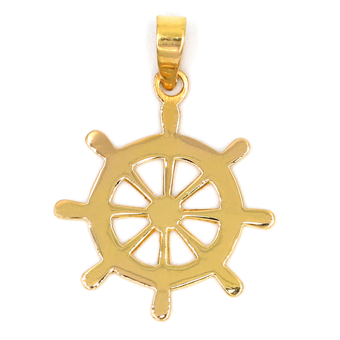 22K Hand Made Dharma Wheel Pendant