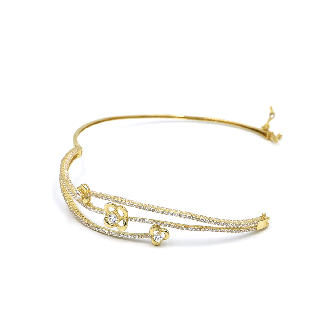 Four Petals Diamond Floret 18K Gold Bangles