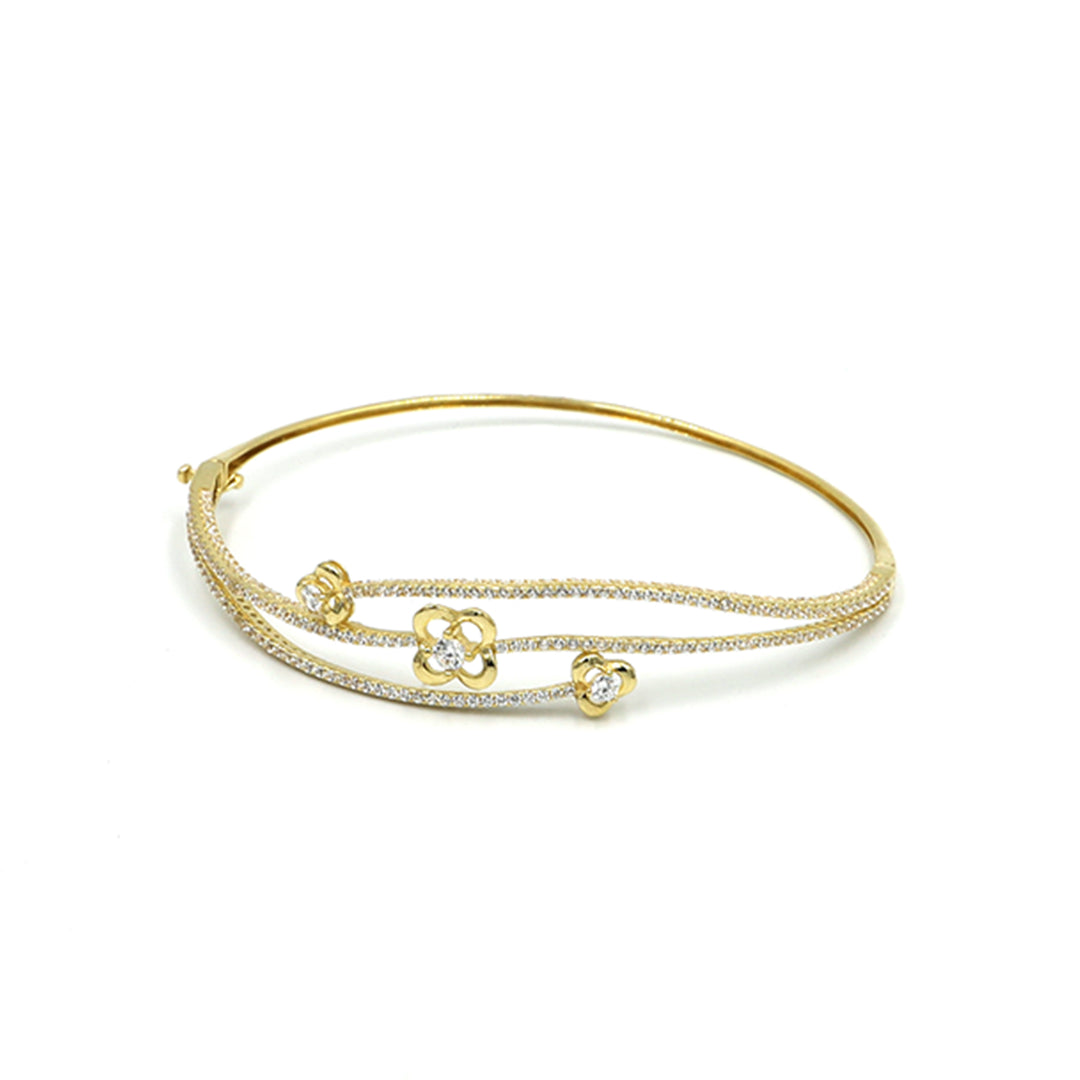 Four Petals Diamond Floret 18K Gold Bangles