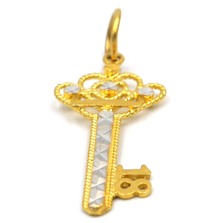 22K Gold Key With 18 Number Pendant