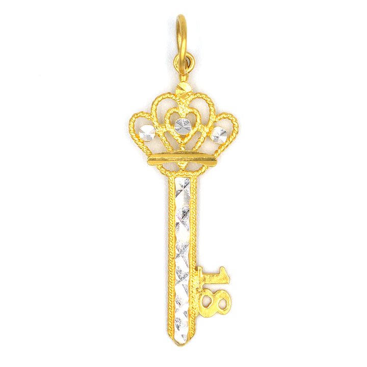 22K Gold Key With 18 Number Pendant