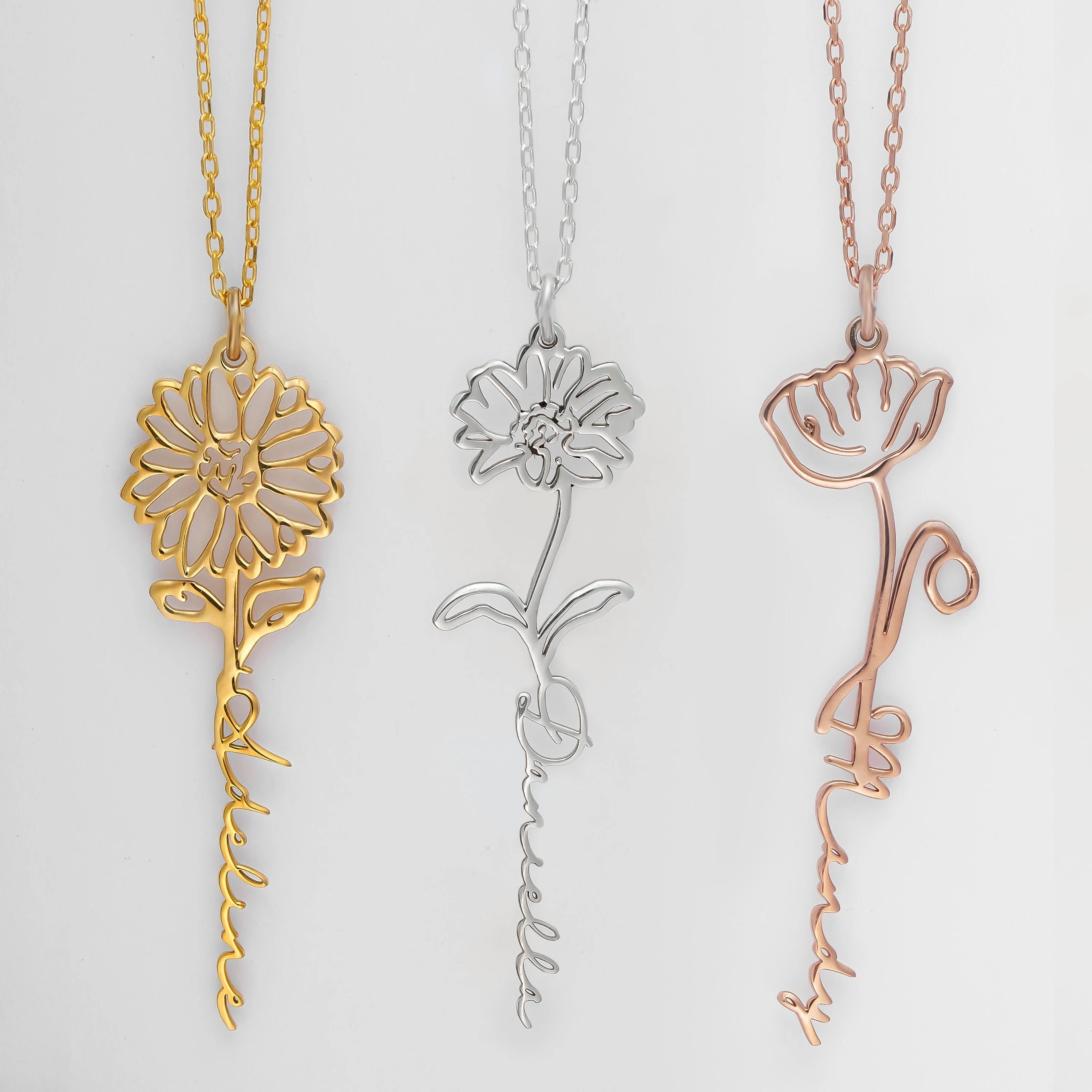 Birth Month Flower Necklace – June | JK Creative Wood