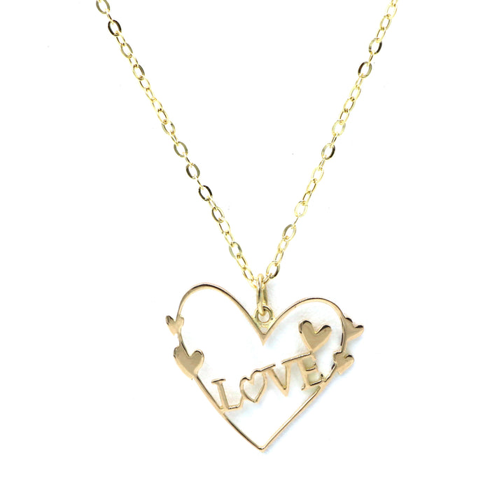 18K Real Gold Necklace with Heart-Shaped Love Design